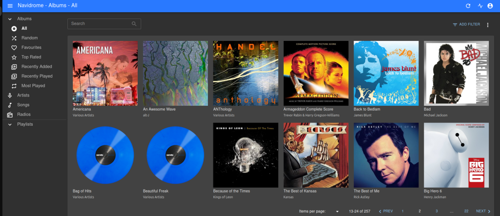 Navidrome Music Server Front Page