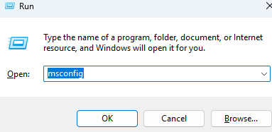 Windows Key +R msconfig