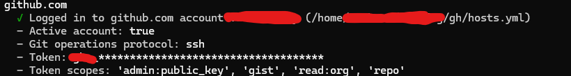 GitHub CLI Login Status Terminal Output