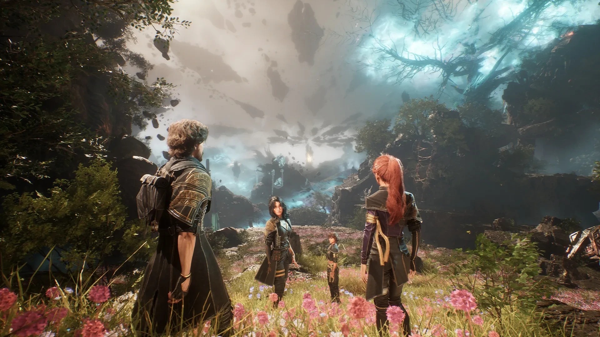 Clair Obscur Expedition 33 screenshot showing characters overlooking a mystical landscape