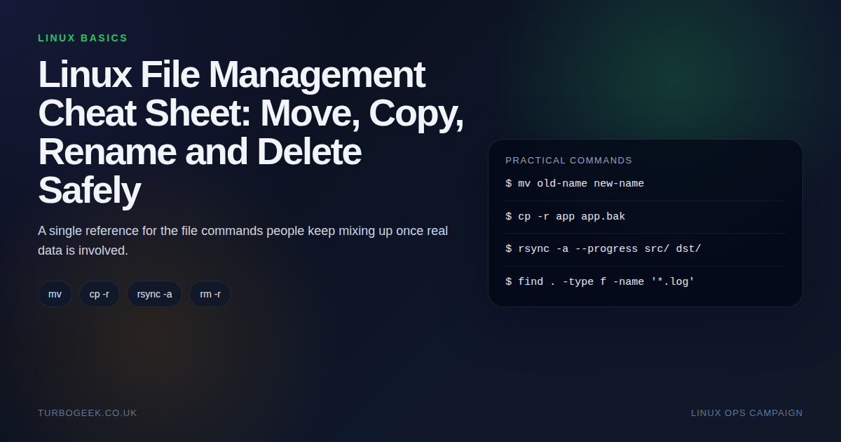 Featured image for Linux File Management Cheat Sheet: Move, Copy, Rename and Delete Safely