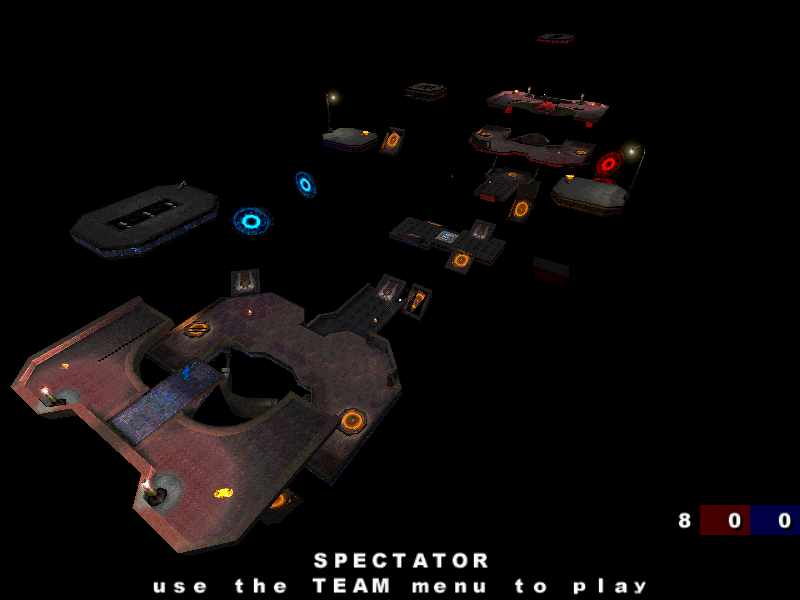 Quake III Arena capture-the-flag map view from the Windows release.