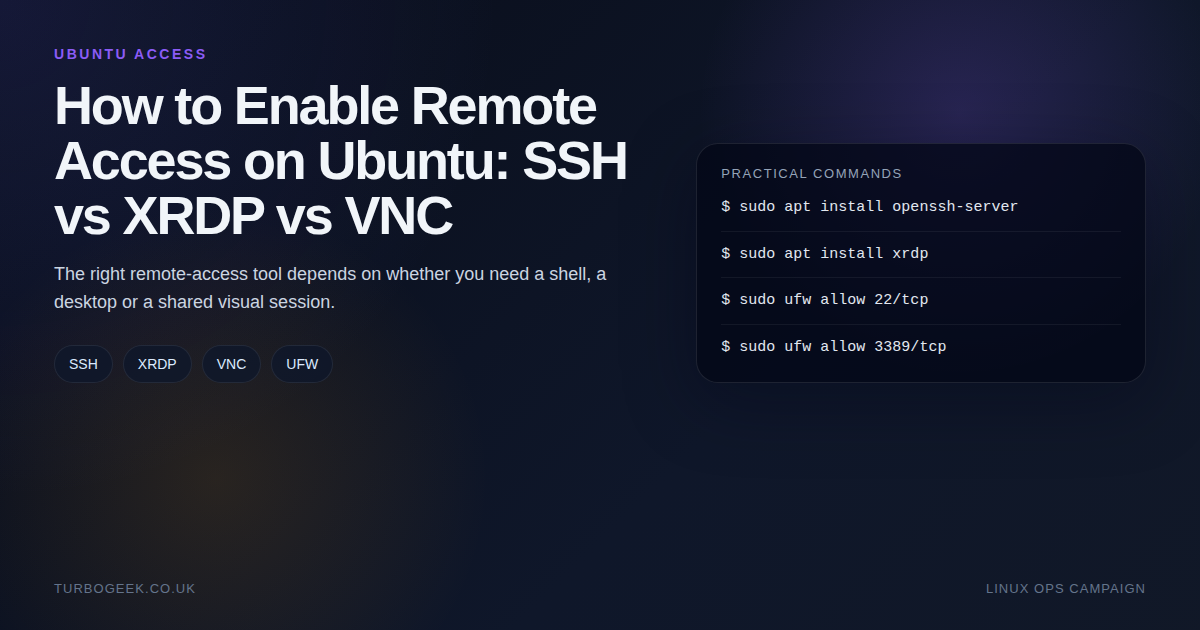How to Enable Remote Access on Ubuntu: SSH vs XRDP vs VNC