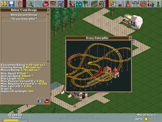 RollerCoaster Tycoon gameplay screenshot 1